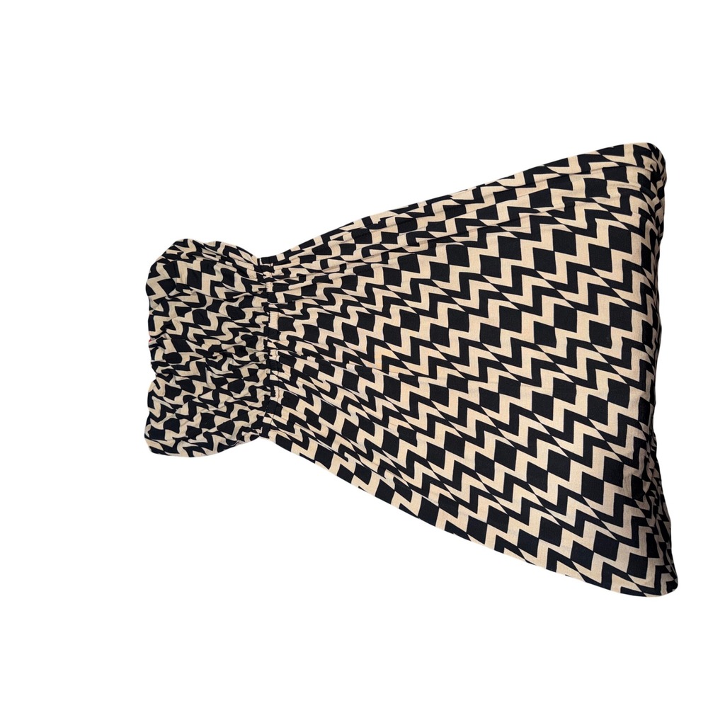 Trixxi Strapless Maxi Dress Geometric Print Black Beige Ruched Smocked XS - Picture 3 of 8
